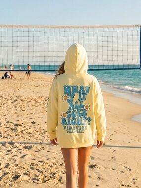 What if it all goes right vida vibe volleyball yellow sweatshirt size XL